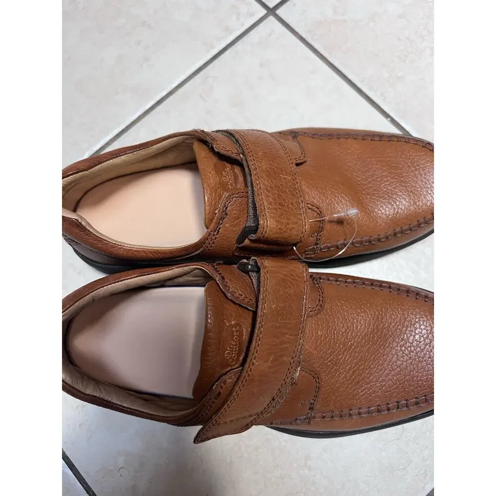 Dr. Comfort Men’s Brown Leather Monk Strap Dress Shoes Hook & Loop Round Toe 11